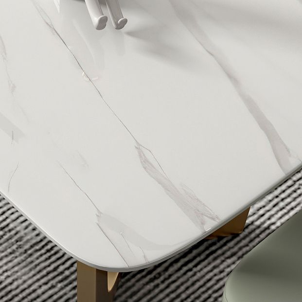 Contemporary Rectangle Dining Room Table White Sintered Stone Table with Gold Trestle Base Clearhalo ' dining_table' 'Dining Tables & Seating' 'Dining Tables' 'furn' 'furn_dining_table' 'Furniture' 'furniture_dining_table' 'Kitchen & Dining Furniture' 'kitchen&dining_furn' 'kitchen' 'kitchen_dining_table' 1200x1200_d0d36580-0bc0-47f3-92d7-da3798e36e85