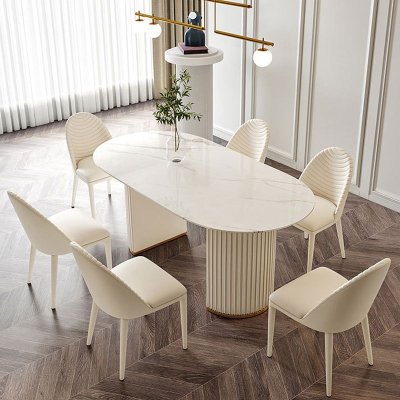 Glam 1/2/5/6/7 Pieces Dining Set Oval Sintered Stone Dining Table Set for Dining Areas Clearhalo 'Dining Room Sets' 'Dining Tables & Seating' 'dining_room_set' 'furn' 'furn_dining_room_set' 'Furniture' 'furniture_dining_room_set' 'Kitchen & Dining Furniture' 1200x1200_d0d3e08a-7bf9-4707-9f3b-05ece37be12f