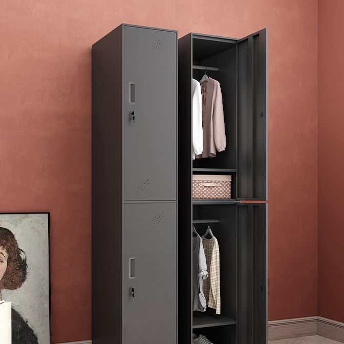 Black Steel Wardrobe Closet Contemporary Hinged Wardrobe Cabinet Clearhalo 'Armoires & Wardrobes' 'armoires_wardrobes' 'Bedroom Furniture' 'furn' 'furn_armoires_wardrobes' 'Furniture' 1200x1200_d0d4567f-228b-4bce-a8d8-4ac7b31f9d76