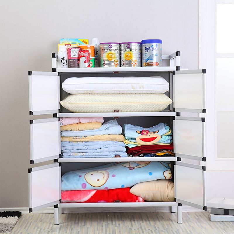 Modern Metal Sideboard Tempered Glass Doors Cabinets Server for Dining Room Clearhalo 'buffet_sideboard' 'Buffets & Sideboards' 'furn' 'furn_buffet_sideboard' 'Furniture' 'Kitchen & Dining Furniture' 1200x1200_d0d4fea0-a6b2-4174-b7ca-d449db489b5f