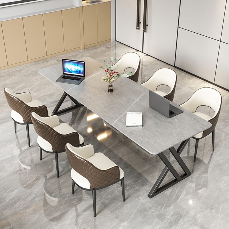 Rectangle Stone Office Desk Modern Style Grey Writing Desk for Office Clearhalo 'furn' 'furn_office_desk' 'Furniture' 'Office Desks' 'Office Furniture' 'office_desk' 1200x1200_d0d7baab-ea0a-466a-af29-ed68b523c426