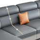 31.49" Tall Grey Sectional Sofa Faux Leather/Linen Flared Arm Modular Sofa Clearhalo 'furn' 'furn_sectionals' 'Furniture' 'Living Room Furniture' 'Sectionals' 1200x1200_d0d8e803-58c0-45bb-a631-b24e9f62a5bb