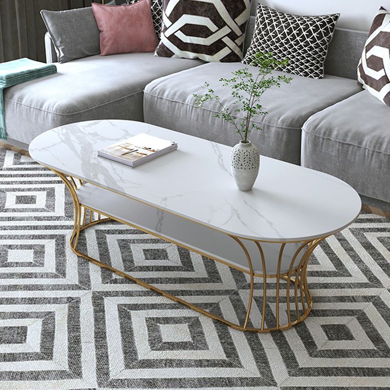 Glam 17,7 "H tavolino in ardesia ovale Tavolo da cocktail in metallo