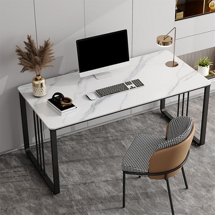 Rectangular Shaped Office Desk 2 Legs Writing Desk in Grey/White for Office Clearhalo 'furn' 'furn_office_desk' 'Furniture' 'Office Desks' 'Office Furniture' 'office_desk' 1200x1200_d0d952b5-7782-4015-9003-685487cef9c0
