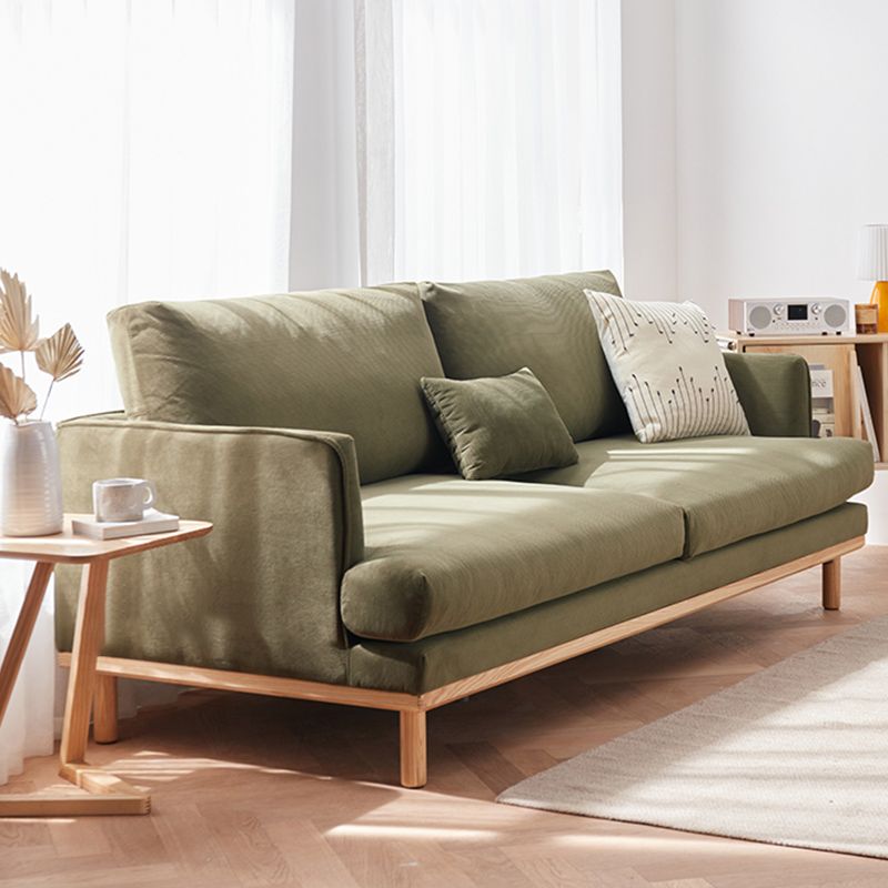 Nordic Fabric Square Arm Standard Sofa Loose Back Settee with Wooden Legs Clearhalo 'furn' 'furn_sofas' 'Furniture' 'furniture_sofas' 'Living Room Furniture' 'Sofa' 'sofas' 1200x1200_d0d9e66f-60f6-45e7-bd94-530ddb1bbba7