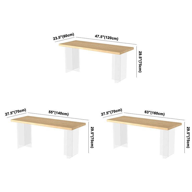 Modern Style Solid Wood Dining Table Brown Rectangle Table with Acrylic Base Clearhalo ' dining_table' 'Dining Tables & Seating' 'Dining Tables' 'furn' 'furn_dining_table' 'Furniture' 'furniture_dining_table' 'Kitchen & Dining Furniture' 'kitchen&dining_furn' 'kitchen' 'kitchen_dining_table' 1200x1200_d0db18c4-998b-4fd3-a5fe-6d3fe693a487