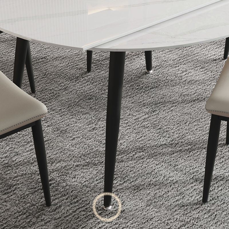 Modern Stone Dining Table with 4 Black Legs Table for Dining Room Clearhalo 'Dining Tables & Seating' 'Dining Tables' 'dining_table' 'furn' 'furn_dining_table' 'Furniture' 'Kitchen & Dining Furniture' 1200x1200_d0db8baf-483d-4a27-bc8c-5ebd160b3ae1