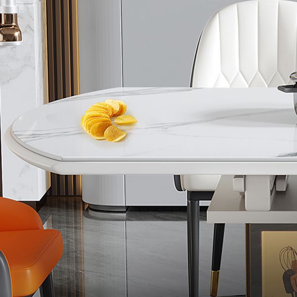 Modern Round Stone Top Dining Table Extendable for Small Spaces Clearhalo 'Dining Tables & Seating' 'Dining Tables' 'dining_table' 'furn' 'furn_dining_table' 'Furniture' 'Kitchen & Dining Furniture' 1200x1200_d0dbecb7-55a6-44d9-91b7-2ab829056213