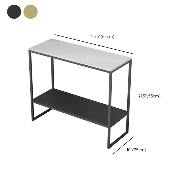Rectangular Slate Top End Table Modern Shelf Included Side Table - 25.6" W