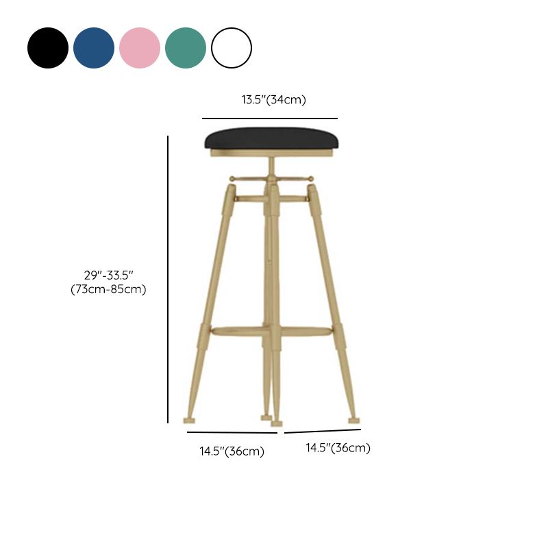 Upholstered Adjustable Height Bar Stool Industrial Iron Frame Stool Clearhalo 'Bar Furniture' 'Bar Stools' 'bar_stools' 'furn' 'furn_bar_stools' 'Furniture' 'Kitchen & Dining Furniture' 1200x1200_d0dd4d56-b9be-42c3-89ba-f17d65ddc30f