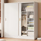 Contemporary Freestanding Wardrobe Armoire Wood Sliding Doors Wardrobe
