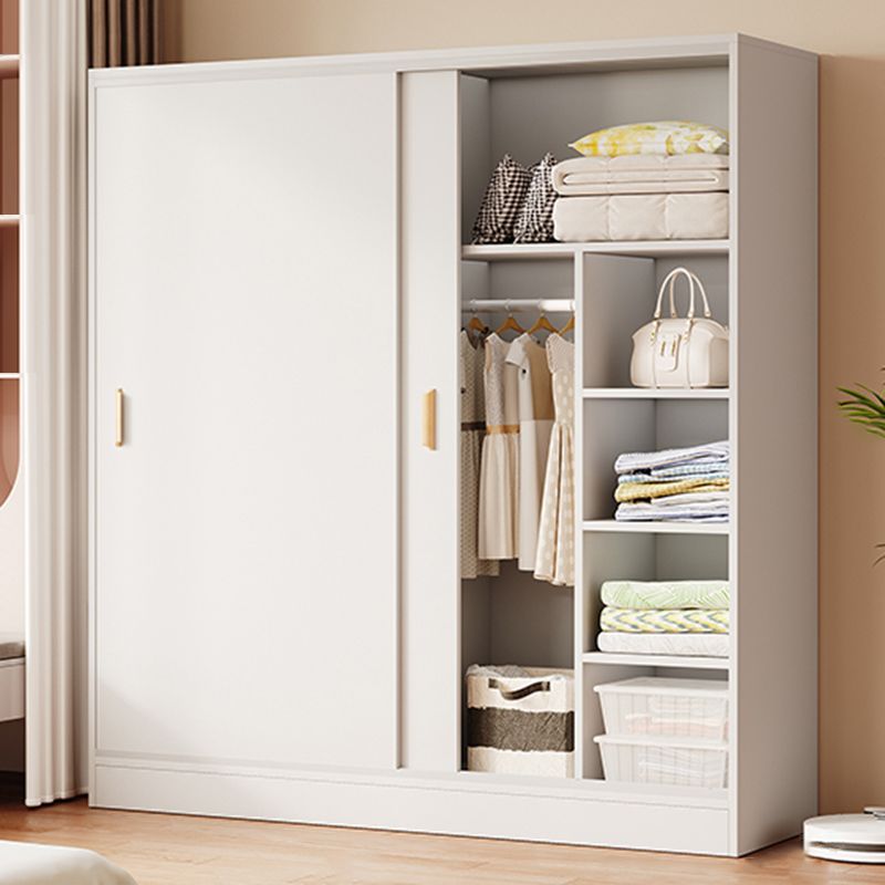 Contemporary Freestanding Wardrobe Armoire Wood Sliding Doors Wardrobe