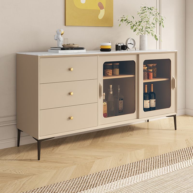 Server a buffet di pietra per tavolino a buffet contemporanei con cassetti per sala da pranzo