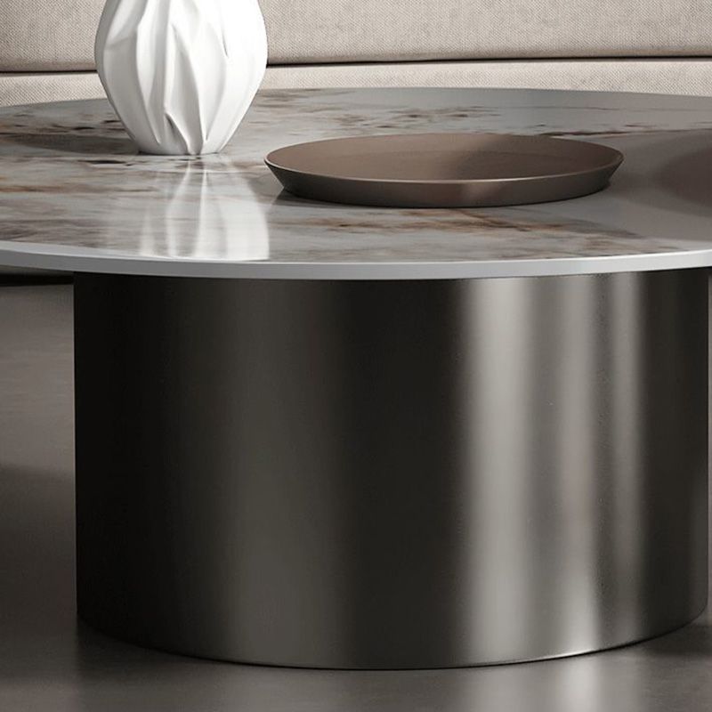 Modern Round Slate Cocktail Table Stainless Steel Pedestal Coffee Table Clearhalo 'Coffee & Accent Tables' 'Coffee Tables' 'coffee_tables' 'furn' 'furn_coffee_tables' 'Furniture' 'Living Room Furniture' 1200x1200_d0e0957c-56b0-44da-b8b3-0cee2bf688ba