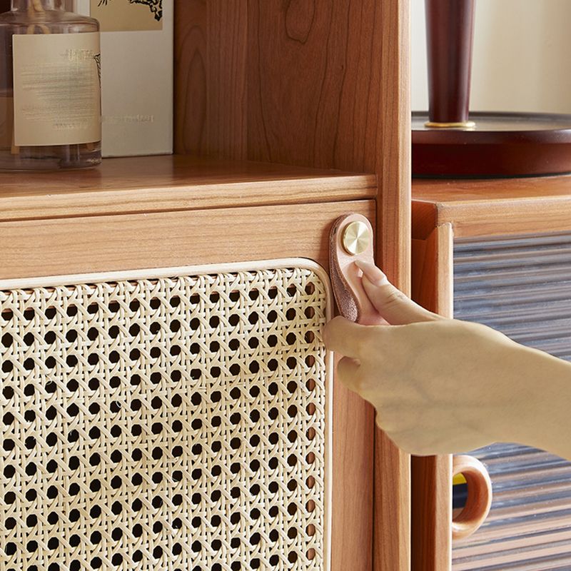 ガラスのドア付きモダンな桜の貯蔵サイドボードキャビネット