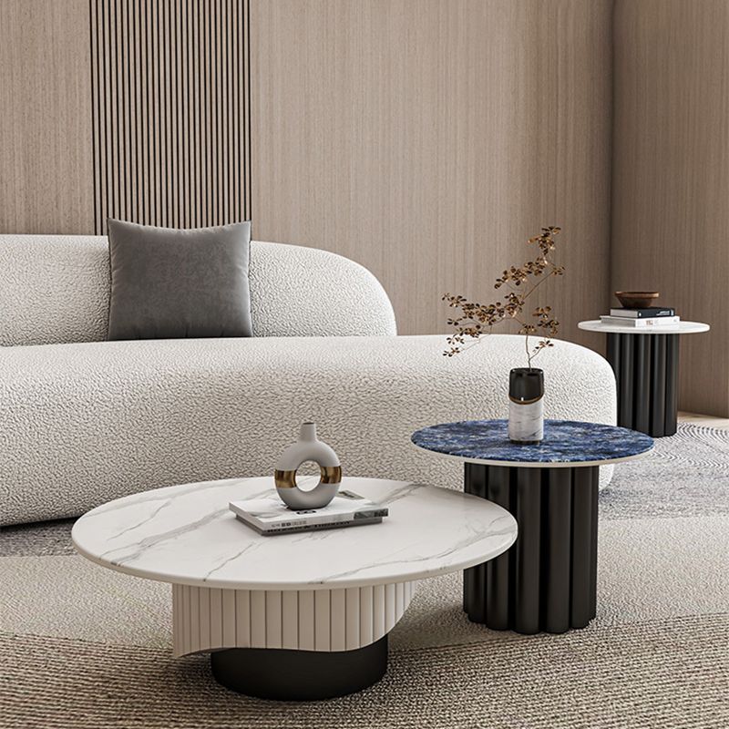 Slate Pedestal Coffee Table Round Modern Minimalist Coffee Table Clearhalo 'Coffee & Accent Tables' 'Coffee Tables' 'coffee_tables' 'furn' 'furn_coffee_tables' 'Furniture' 'Living Room Furniture' 1200x1200_d0e1bdee-f18c-4470-b444-fd911636b1a7