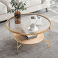 Modern Style Round Toughened Glass Table Metal 4 Legs Base Coffee Table Clearhalo 'Coffee & Accent Tables' 'Coffee Tables' 'coffee_tables' 'furn' 'furn_coffee_tables' 'Furniture' 'Living Room Furniture' 1200x1200_d0e24e8a-2a42-4d94-a166-5ce6d3032b83