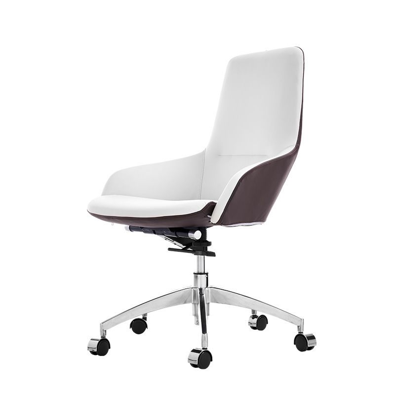 Faux Leather Office Chair Contemporary Nylon Desk Chair in White Clearhalo 'furn' 'furn_office_chair' 'Furniture' 'Office Chairs' 'Office Furniture' 'office_chair' 1200x1200_d0e46e8e-66c4-4980-90c3-9378e6c58b22
