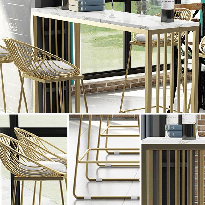 Glam Rectangle Bar Table Set 1/2/5 Pieces Stone Bar Table with High Stools Clearhalo 'Bar Furniture' 'furn' 'furn_home_bar_bar_sets' 'Furniture' 'Home Bars & Bar Sets' 'home_bar_bar_sets' 'Kitchen & Dining Furniture' 1200x1200_d0e636de-84d8-4b07-9d9e-071881b5bcc9