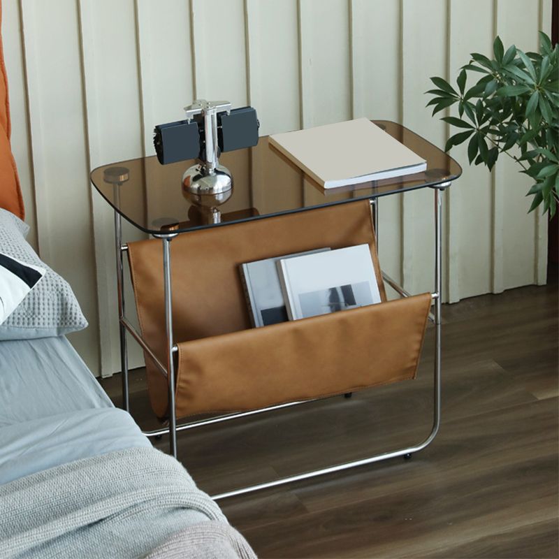 Tabella superiore in vetro rettangolare 26.38 "W x 14.96" D x 23.23 "TABELLO DI FINE H con scaffale