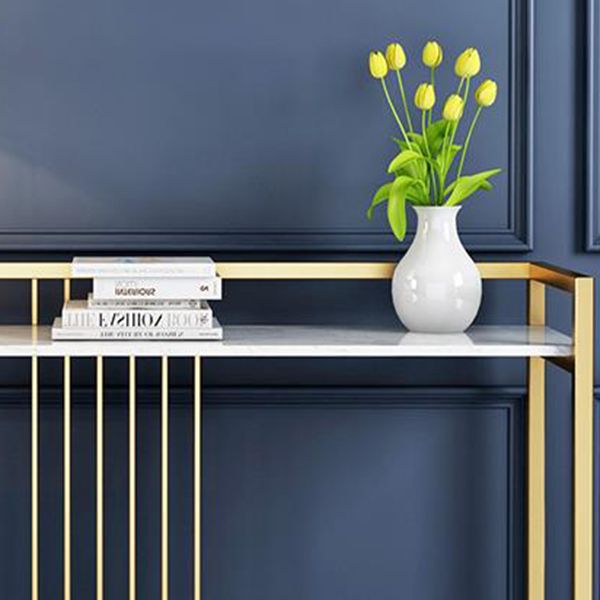 12" W Marble Console Table Glam Rectangle Accent Table for Hall