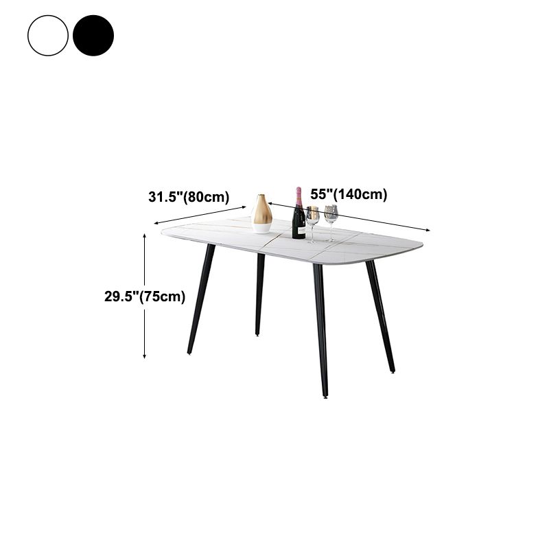 Rectangle Stone Dining Table Modern Dining Table with 4 Black Legs Clearhalo 'Dining Tables & Seating' 'Dining Tables' 'dining_table' 'furn' 'furn_dining_table' 'Furniture' 'furniture_dining_table' 'Kitchen & Dining Furniture' 1200x1200_d0e939c1-91aa-4d4d-a72c-0a6005547ca8