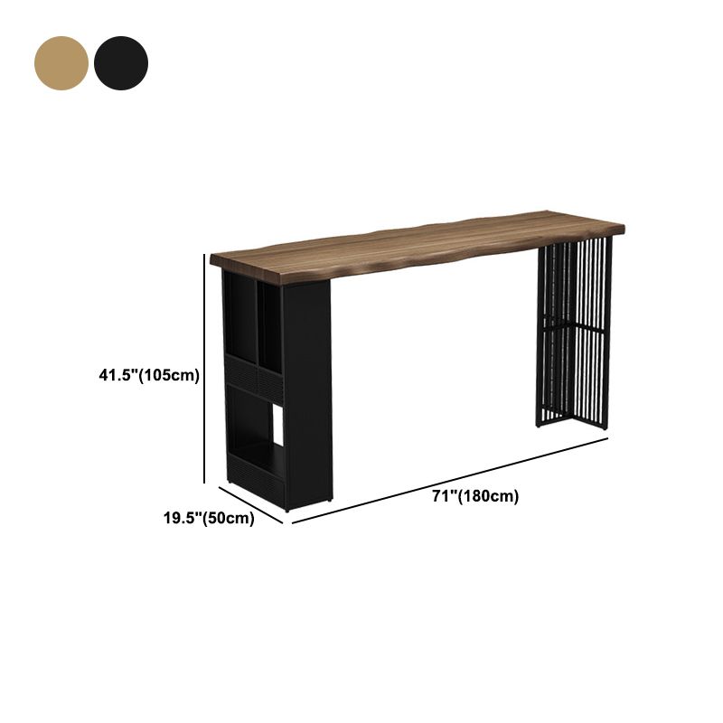 Industrial Rectangular Bar Table Solid Wood Bistro Table with Double Pedestal Clearhalo 'Bar Furniture' 'Bar Tables' 'bar_tables' 'furn' 'furn_bar_tables' 'Furniture' 'Kitchen & Dining Furniture' 1200x1200_d0ea735c-2d38-405c-86dd-abbe02da6b16