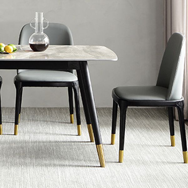Stone Top Dining Table Modern Dining Table with 4 Black Legs Clearhalo ' dining_table' 'Dining Tables & Seating' 'Dining Tables' 'furn' 'furn_dining_table' 'Furniture' 'furniture_dining_table' 'Kitchen & Dining Furniture' 'kitchen&dining_furn' 'kitchen' 'kitchen_dining_table' 1200x1200_d0eb0364-3502-4d42-bdb4-e703cf004e8a