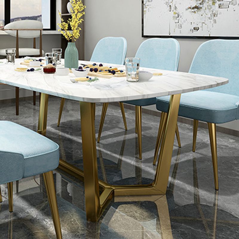 Traditional Luxury Dining Table for Home Glossy White Table with Gold Metal Frame Clearhalo 'Dining Tables & Seating' 'Dining Tables' 'dining_table' 'furn' 'furn_dining_table' 'Furniture' 'Kitchen & Dining Furniture' 1200x1200_d0ec4416-b5d0-4fdf-9d1d-da55c0da87a7