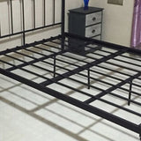 Modern Black Iron Bed with Rectangle Headboard and Metal Legs
