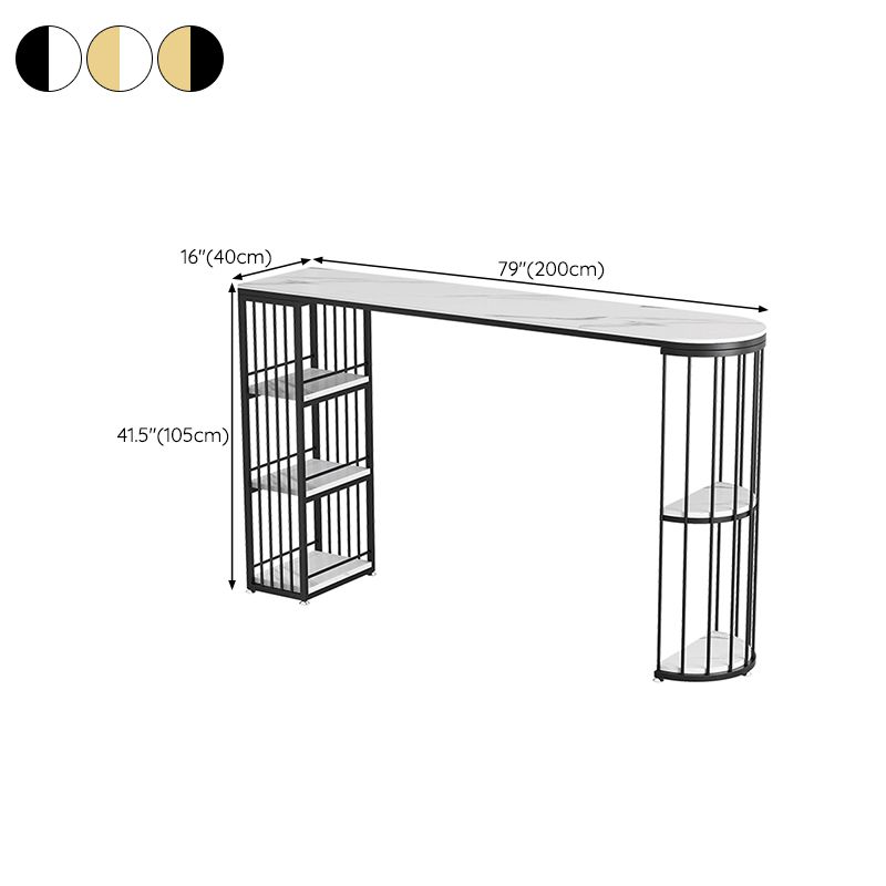 Modern Sintered Stone Bar Table Metal Base Dining Table with Storage Shelves Clearhalo 'Bar Furniture' 'Bar Tables' 'bar_tables' 'furn' 'furn_bar_tables' 'Furniture' 'Kitchen & Dining Furniture' 1200x1200_d0ef87d8-1ecc-4357-a682-d7d5799ed439