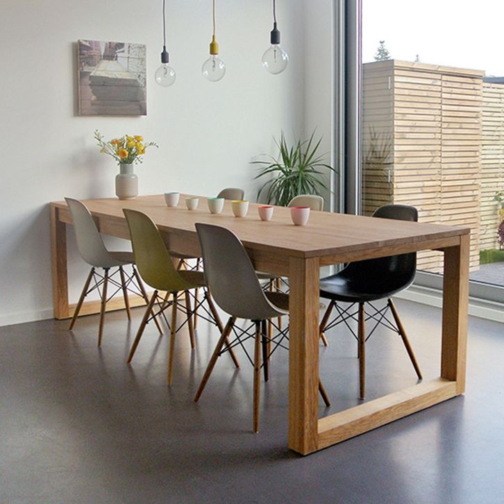 Modern Natural Pine Rectangular Top Dining Table with 4 Legs Clearhalo 'Dining Tables & Seating' 'Dining Tables' 'dining_table' 'furn' 'furn_dining_table' 'Furniture' 'Kitchen & Dining Furniture' 1200x1200_d0efbb33-0929-41bd-b1e4-0213add58ded