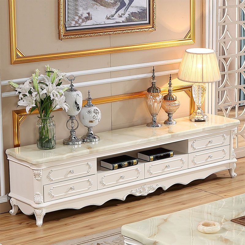 European Marble Living Room TV Cabinet White Solid Wood TV Console Clearhalo 'furn' 'furn_tv_stands_entertainment_centers' 'Furniture' 'Living Room Furniture' 'TV Stands & Entertainment Centers' 'TV Stands & Media Storage Furniture' 'tv_stands_entertainment_centers' 1200x1200_d0f25361-34c8-4e7d-99dd-6384fa4f26f0