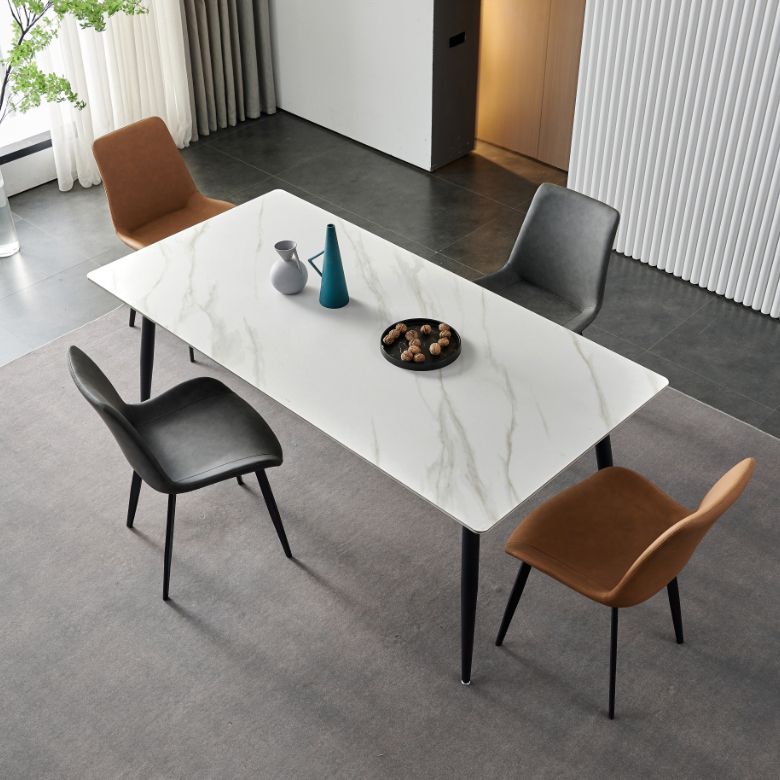 Contemporary Rectangle 4-foot Home Furniture Stone Dining Room Collection Clearhalo ' dining_table' 'Dining Tables & Seating' 'Dining Tables' 'furn' 'furn_dining_table' 'Furniture' 'furniture_dining_table' 'Kitchen & Dining Furniture' 'kitchen&dining_furn' 'kitchen' 'kitchen_dining_table' 1200x1200_d0f28208-02ca-46d3-8526-79b184f41b19