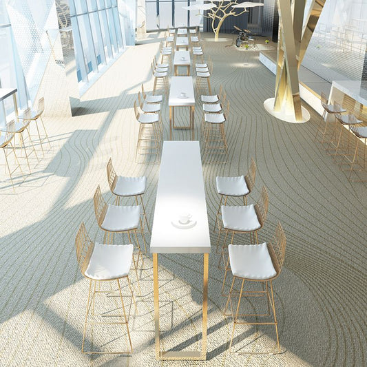 Rectangle White Top Counter Table Metal Legs Glam Style Bar Table, Only Table Clearhalo 'Bar Furniture' 'Bar Tables' 'bar_tables' 'furn' 'furn_bar_tables' 'Furniture' 'furniture_bar_tables' 'Kitchen & Dining Furniture' 1200x1200_d0f4fa65-1ac5-4cb9-a8a3-51dd2a466a0e