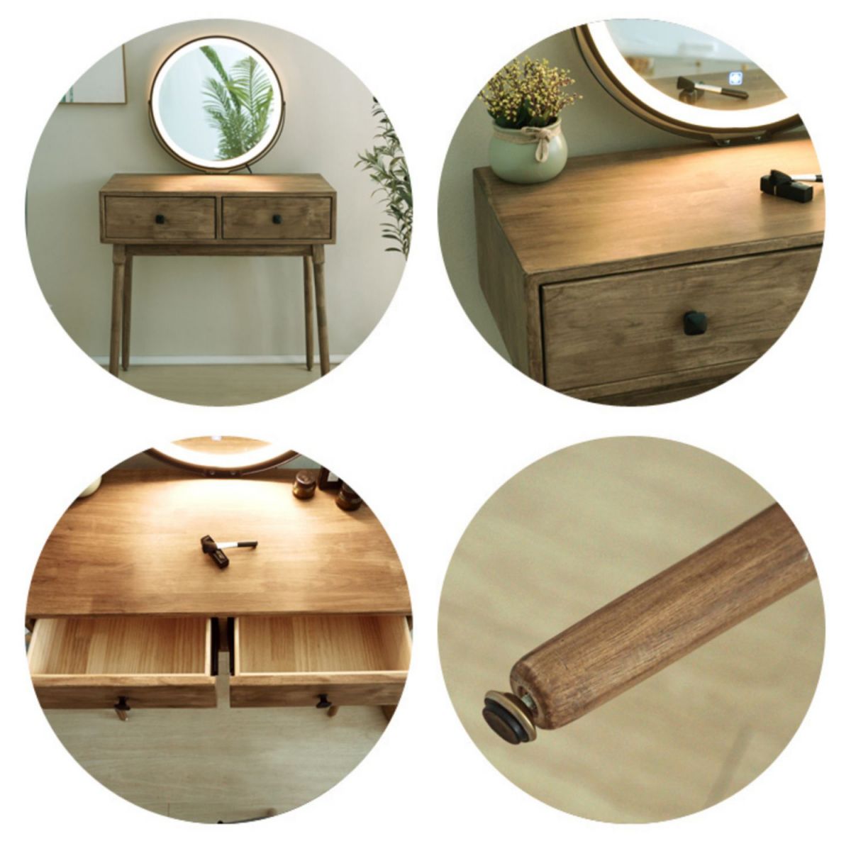 Scandinavian with Drawer Natural Lighted Mirror Bedroom Make-up Vanity Clearhalo 'Bedroom Furniture' 'furn' 'furn_makeup_vanities' 'Furniture' 'Makeup Vanities' 'makeup_vanities' 1200x1200_d0f7a26f-8a52-4f07-bc2f-ff90de6c2fd4