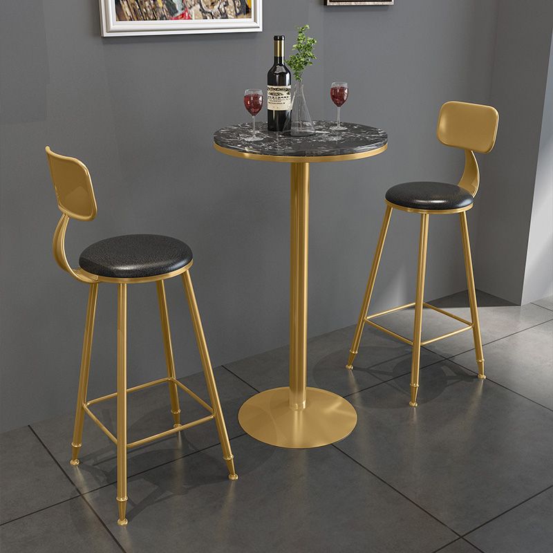 Glam Style Iron Bar Table Round Top Indoor Pedestal Bistro Table 23"W x 41"H Clearhalo 'Bar Furniture' 'Bar Tables' 'bar_tables' 'furn' 'furn_bar_tables' 'Furniture' 'Kitchen & Dining Furniture' 1200x1200_d0f80151-bf9c-4c07-9834-a85d28531b80
