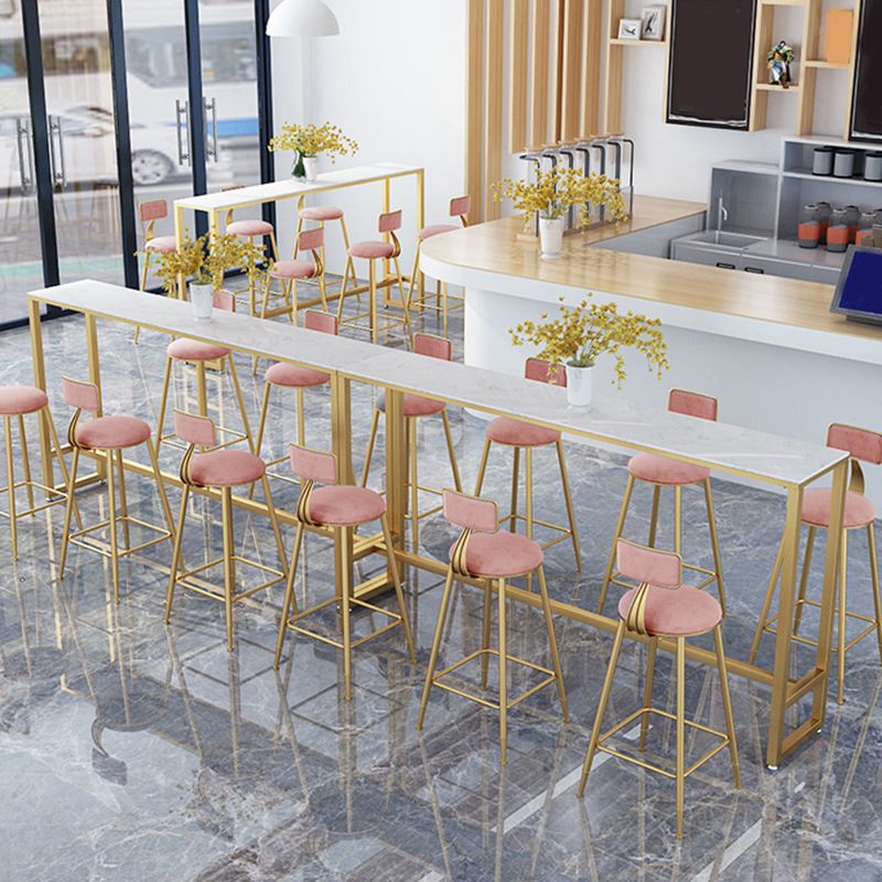 Mesa rectangular blanca con altura de barra, estilo glamuroso, mesa de bar de bistró con base de caballete