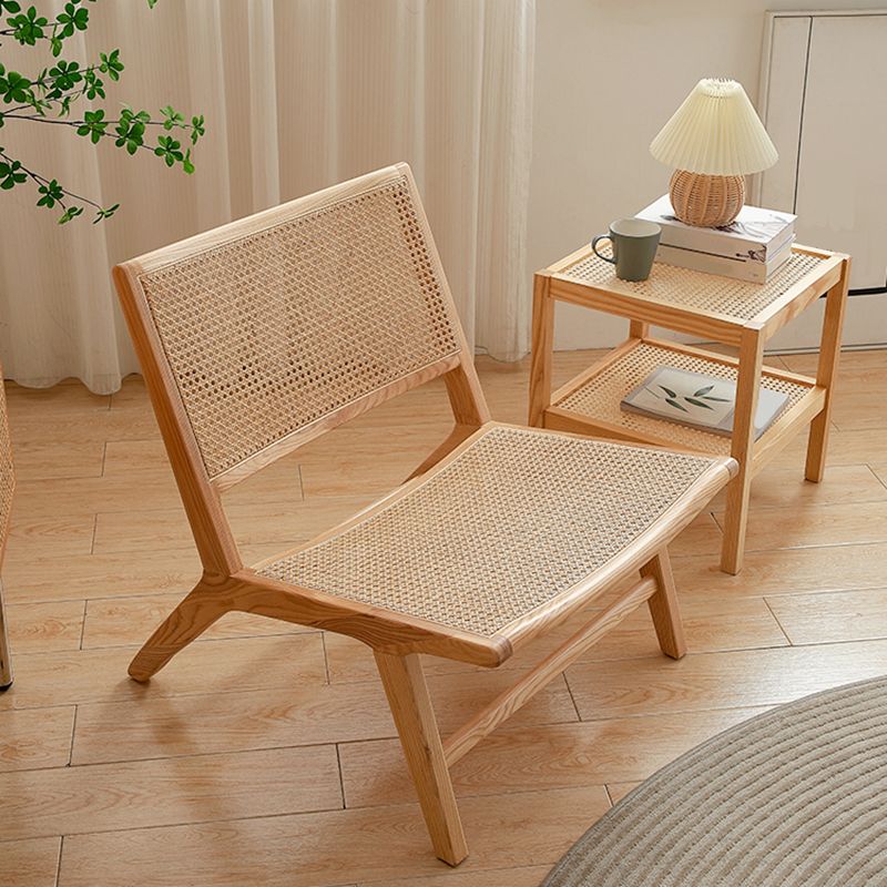 Solid Wood Armless Chair Woven Back Lounge Chair for Living Room Clearhalo 'Accent Chairs' 'accent_chairs' 'Chairs & Seating' 'furn' 'furn_accent_chairs' 'Furniture' 'Living Room Furniture' 1200x1200_d0f89acf-175f-4560-b6b0-f51c81f9c611