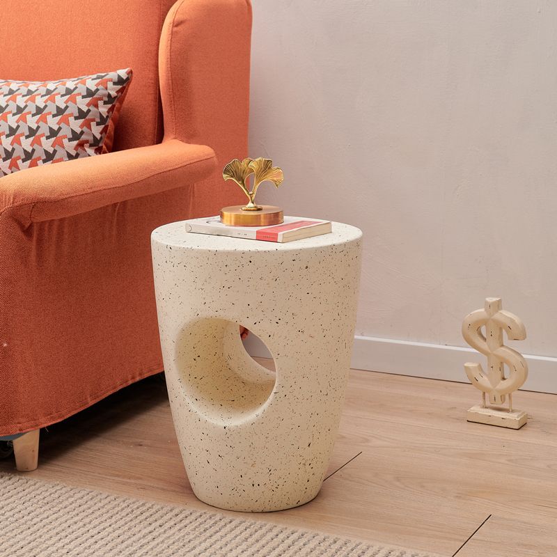 14.2" W x 14.2" D x 18.5" H Accent Side Table Cement with A Hole Corner Table in White