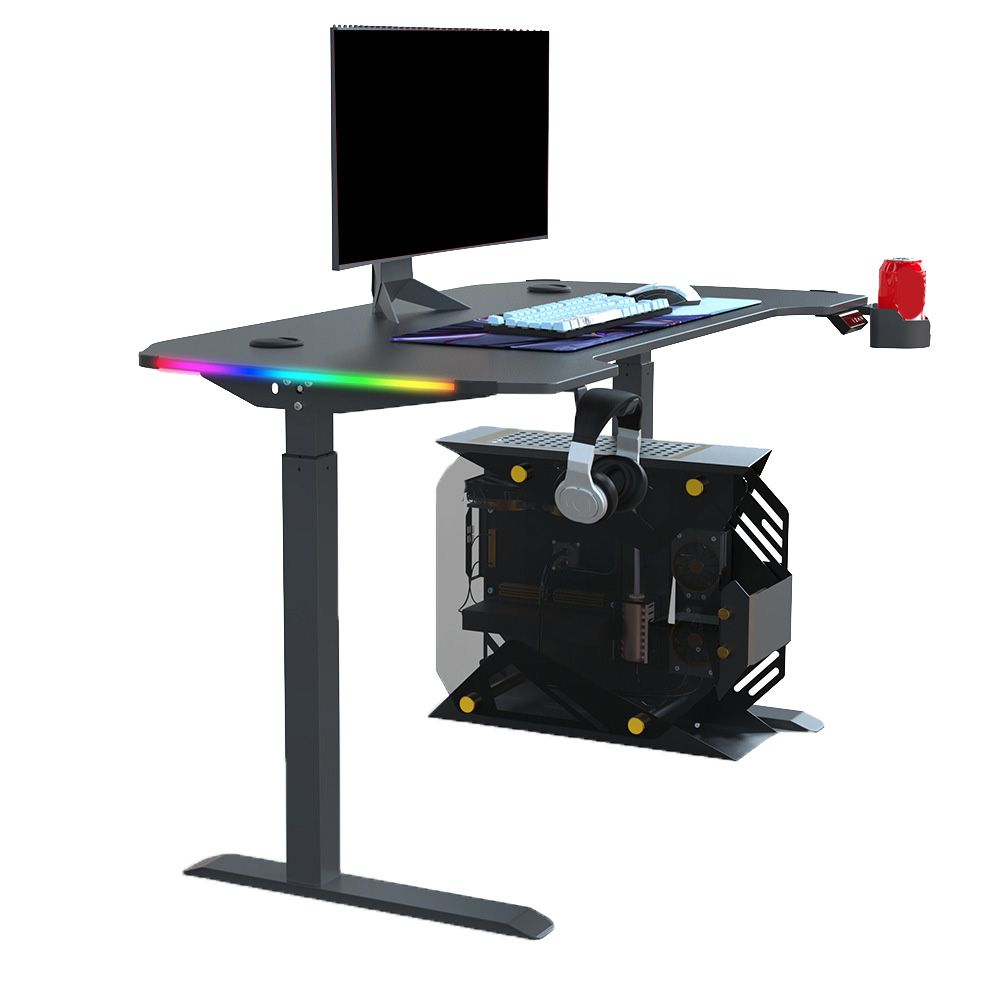 Escritorio de juego contemporáneo para oficina de 24 "w x 29" H escritorio rectangular en negro/negro