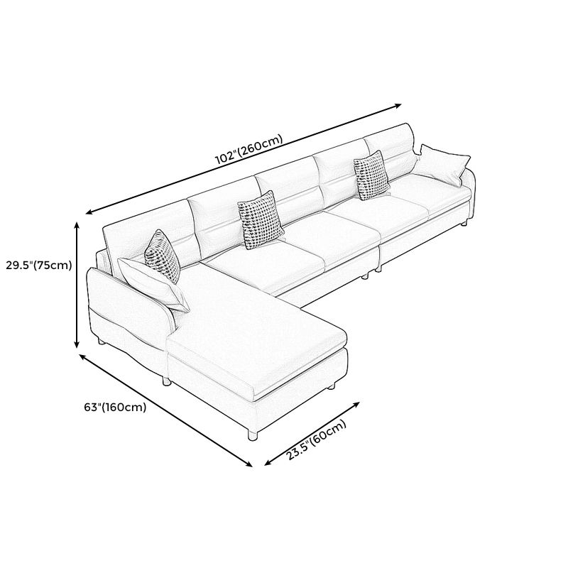 102.36" D x 62.99" W x 29.52" H Stain Resistant Faux Leather Square Arm Sofa Clearhalo 'furn' 'furn_sectionals' 'Furniture' 'furniture_sectionals' 'kitchen' 'kitchen_sectionals' 'Living Room Furniture' 'Sectionals' 1200x1200_d0fdaa60-ee91-4a59-8196-54b71e62fee4