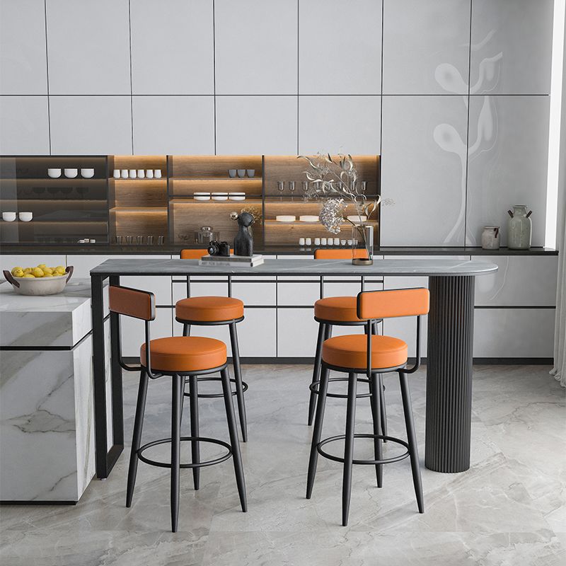 Industrial Iron Bar Dining Table with Stone Top Indoor Bistro Table Fixed Table Clearhalo 'Bar Furniture' 'Bar Tables' 'bar_tables' 'furn' 'furn_bar_tables' 'Furniture' 'furniture_bar_tables' 'Kitchen & Dining Furniture' 1200x1200_d0fec389-9295-4cd2-a1de-bd03188ae008