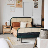 Natuurlijk massief houten standaard bed tropisch paneelbed met hoofdeinde en voetbord