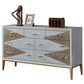 Glam Style Dining Table Wood Top Buffet Table Multi Drawer for Dinning Room