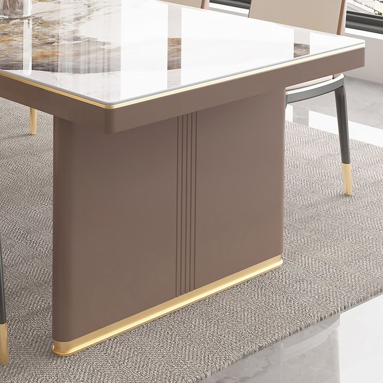 Traditional Luxury Style Dining Table Sintered Stone Table with Double Pedestal Clearhalo ' dining_table' 'Dining Tables & Seating' 'Dining Tables' 'furn' 'furn_dining_table' 'Furniture' 'furniture_dining_table' 'Kitchen & Dining Furniture' 'kitchen&dining_furn' 'kitchen' 'kitchen_dining_table' 1200x1200_d1020a68-a63a-4e0c-a144-6c837b743445