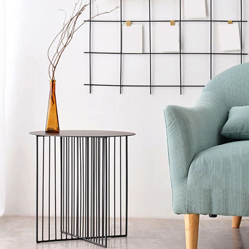 Mid Century Round Iron Coffee Cocktail Table Cross Legs Simple Coffee Table Clearhalo 'Coffee & Accent Tables' 'Coffee Tables' 'coffee_tables' 'furn' 'furn_coffee_tables' 'Furniture' 'Living Room Furniture' 1200x1200_d1023878-ed34-43d3-ab8c-2b682454648b
