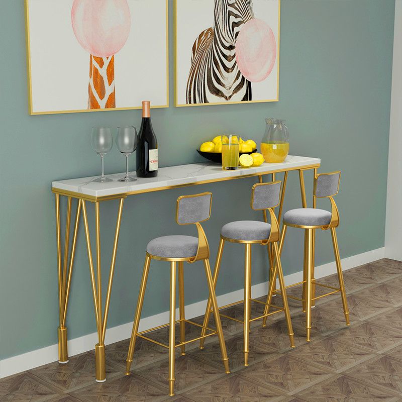 Glam Style Bar Table 42-inch Height Gold 4 Legs Bistro Table for Living Room Clearhalo 'Bar Furniture' 'Bar Tables' 'bar_tables' 'furn' 'furn_bar_tables' 'Furniture' 'furniture_bar_tables' 'Kitchen & Dining Furniture' 1200x1200_d102c652-1acc-4798-86c9-5ff5ec5024a4