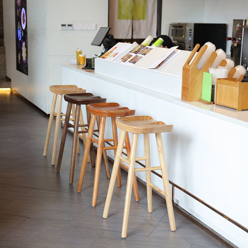 Contemporary Backless Footrest Stool Contoured Pine Solid Wood Bar Stool Clearhalo 'Bar Furniture' 'Bar Stools' 'bar_stools' 'furn' 'furn_bar_stools' 'Furniture' 'Kitchen & Dining Furniture' 1200x1200_d1060937-3b08-4aca-b3fd-c4c600cb858e