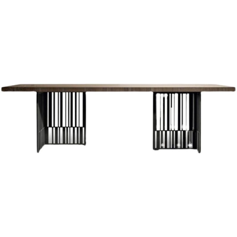 Metal Industrial Rectangle Dining Table Wood Top Indoor Table for Home Clearhalo ' dining_table' 'Dining Tables & Seating' 'Dining Tables' 'furn' 'furn_dining_table' 'Furniture' 'furniture_dining_table' 'Kitchen & Dining Furniture' 'kitchen&dining_furn' 'kitchen' 'kitchen_dining_table' 1200x1200_d10612e0-ca48-4970-9282-2f663c080aa0